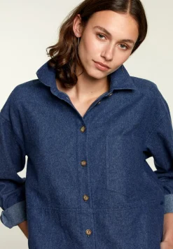 Discount River Woods Blauw hemd opgestikte zak -