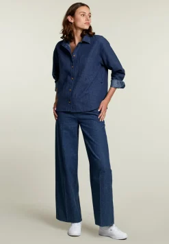 Discount River Woods Blauw hemd opgestikte zak -