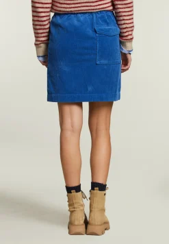 Fashion River Woods Blauw korte ribfluwelen rok -