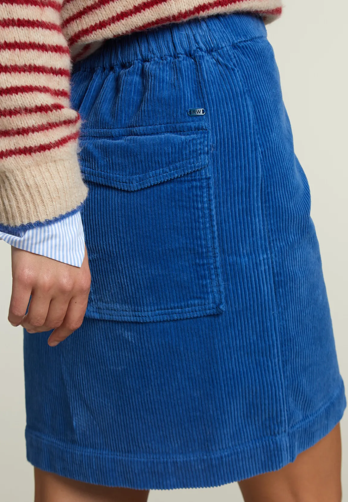 Fashion River Woods Blauw korte ribfluwelen rok -