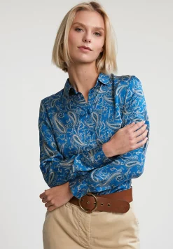 Discount River Woods Blauw/beige klassieke paisley blouse -