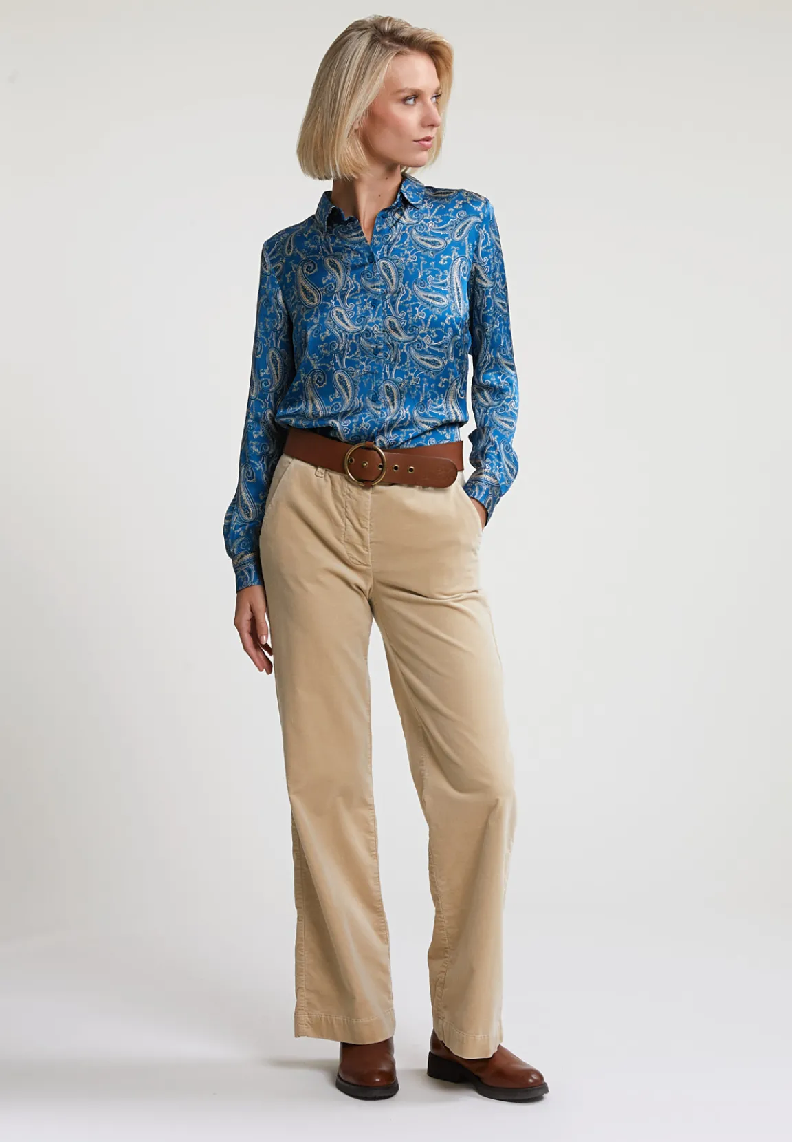 Discount River Woods Blauw/beige klassieke paisley blouse -