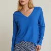 Online River Woods Blauwe basic V-hals trui lange mouwen -