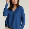 Discount River Woods Blauwe basic V-hals trui lange mouwen -