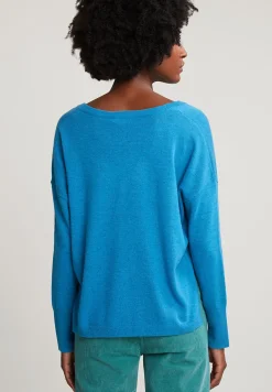 Discount River Woods Blauwe basic V-hals trui lange mouwen -