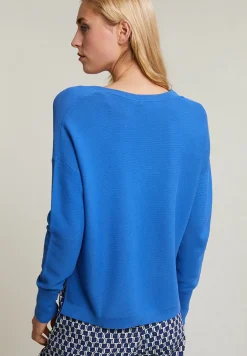 Online River Woods Blauwe basic V-hals trui lange mouwen -
