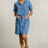 Clearance River Woods Blauwe denim blousejurk met zak -