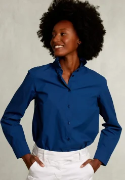 Discount River Woods Blauwe effen gecentreerde blouse -