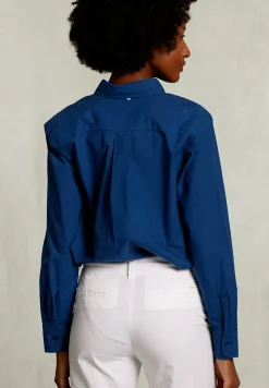 Discount River Woods Blauwe effen gecentreerde blouse -