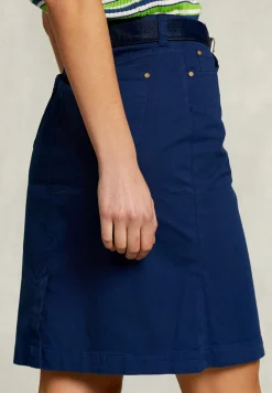 Hot River Woods Blauwe effen midirok -