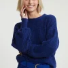Sale River Woods Blauwe geribde trui ronde hals -