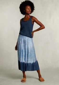 Outlet River Woods Blauwe gestreepte tie-dye midirok -