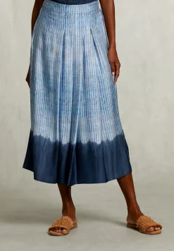 Outlet River Woods Blauwe gestreepte tie-dye midirok -