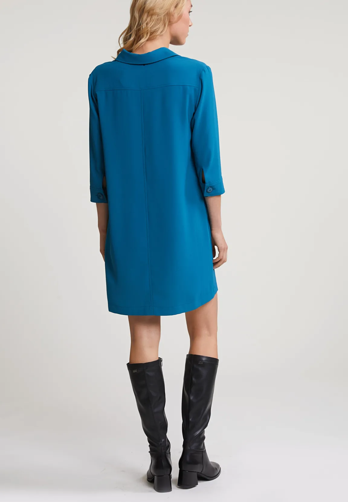 Fashion River Woods Blauwe jurk 3/4 mouwen -