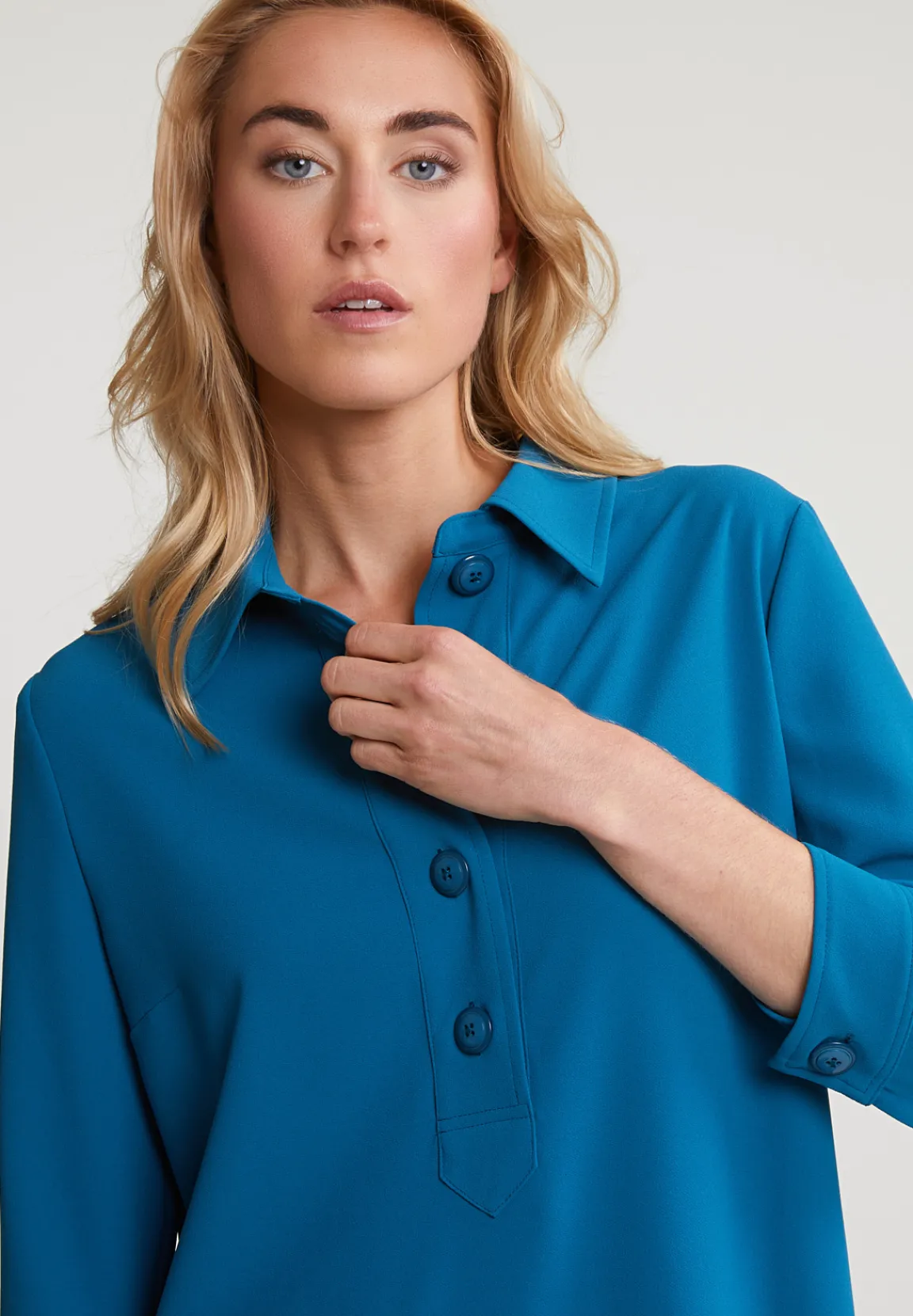 Fashion River Woods Blauwe jurk 3/4 mouwen -