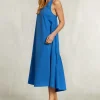 New River Woods Blauwe jurk met gekruiste rug -