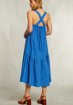 New River Woods Blauwe jurk met gekruiste rug -