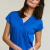 Outlet River Woods Blauwe katoenen V-hals T-shirt -