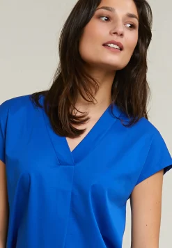 Outlet River Woods Blauwe katoenen V-hals T-shirt -