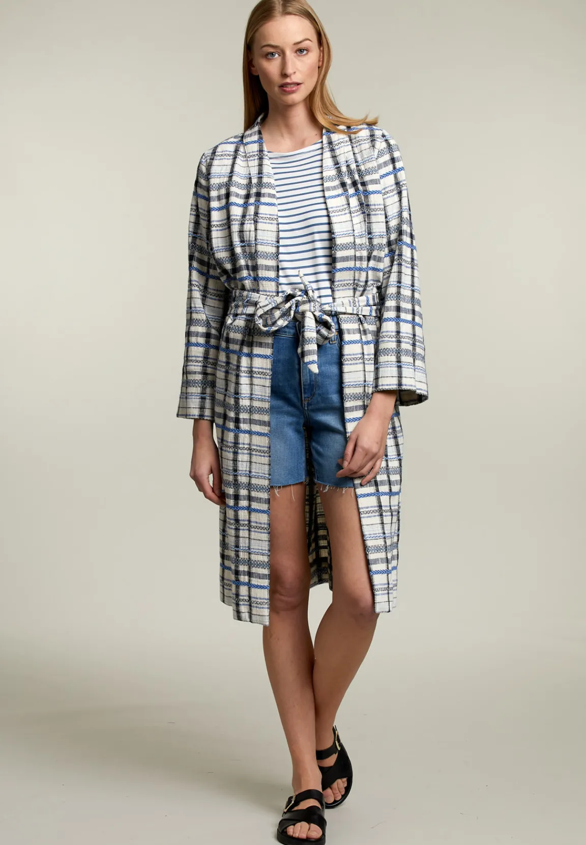 Hot River Woods Blauwe kimono met ceintuur -
