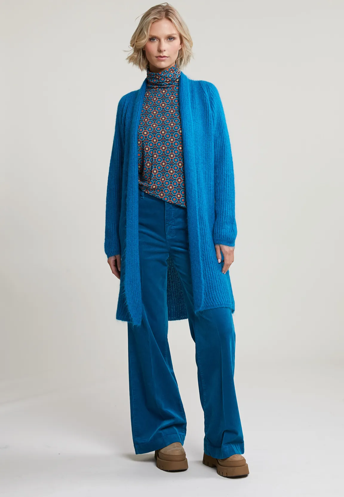 Discount River Woods Blauwe lange cardigan lange mouwen -