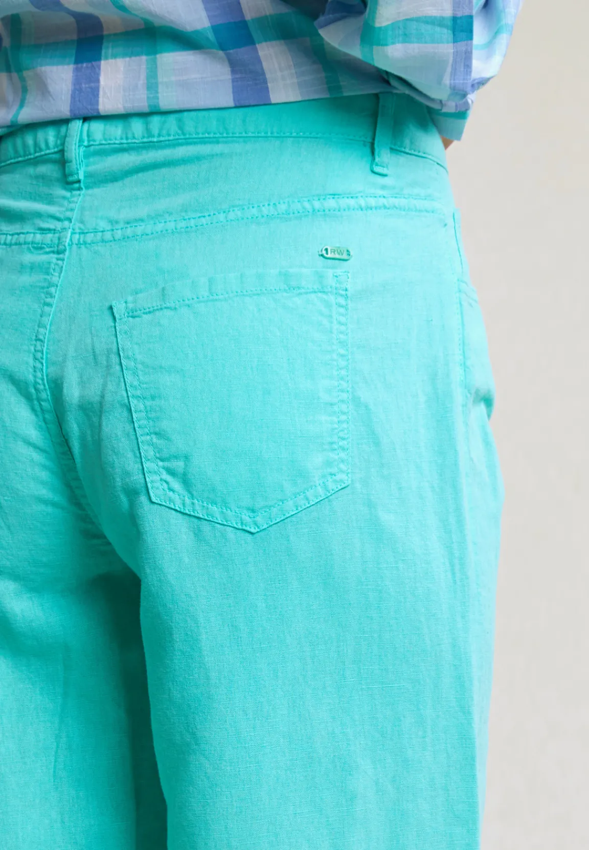 Clearance River Woods Blauwe linnen-katoen broek -