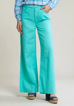 Clearance River Woods Blauwe linnen-katoen broek -
