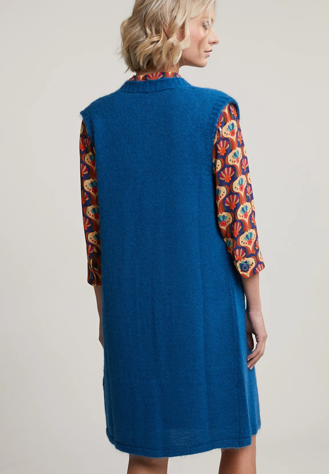 Online River Woods Blauwe mouwloze V-hals cardigan -