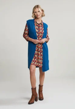 Online River Woods Blauwe mouwloze V-hals cardigan -