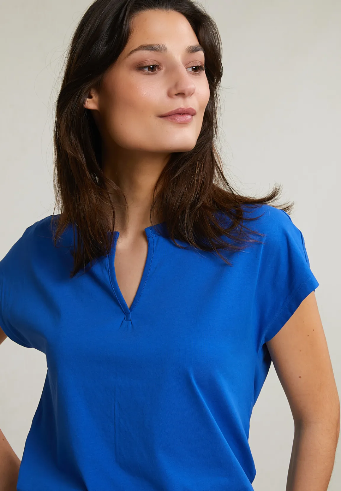 Online River Woods Blauwe mouwloze V-hals T-shirt -