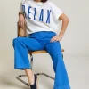 Sale River Woods Blauwe rechte stretch broek -