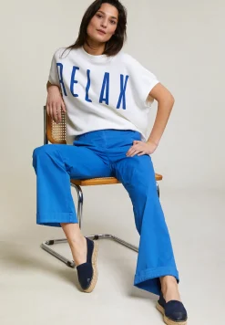 Sale River Woods Blauwe rechte stretch broek -