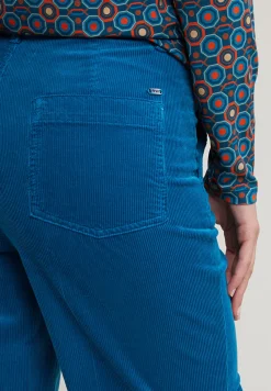 Best River Woods Blauwe ribfluwelen broek hoge taille -