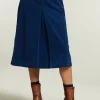 Sale River Woods Blauwe ribfluwelen midirok -