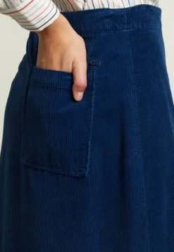 Sale River Woods Blauwe ribfluwelen midirok -