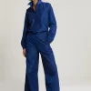 New River Woods Blauwe taffeta wijde broek -