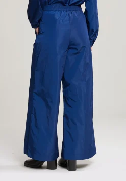 New River Woods Blauwe taffeta wijde broek -