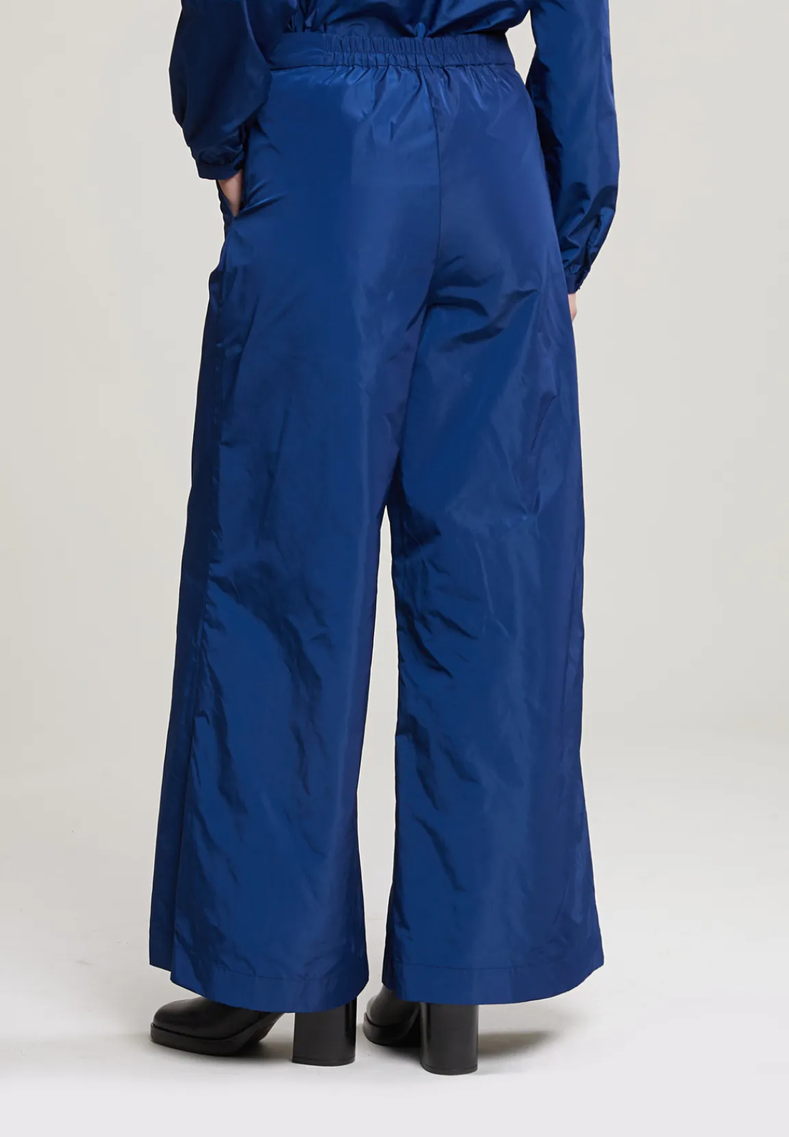 New River Woods Blauwe taffeta wijde broek -
