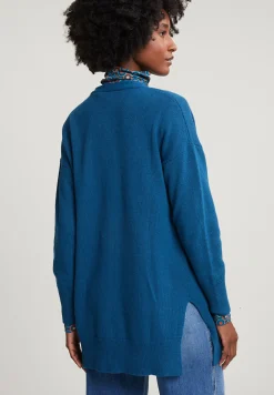 Fashion River Woods Blauwe V-hals cardigan met knopen 2 zakken -