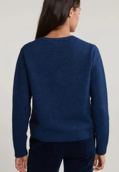 Sale River Woods Blauwe V-hals glittertrui lange mouwen -