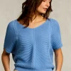 Hot River Woods Blauwe V-hals trui korte mouwen -