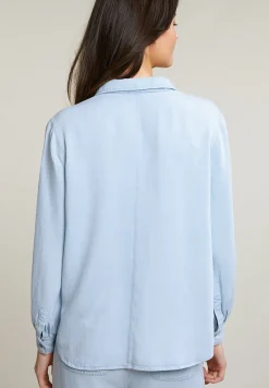 Discount River Woods Blauwe wijde geknoopte blouse -