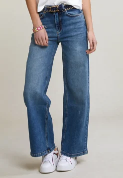 Hot River Woods Blauwe wijde stretch jeansbroek -