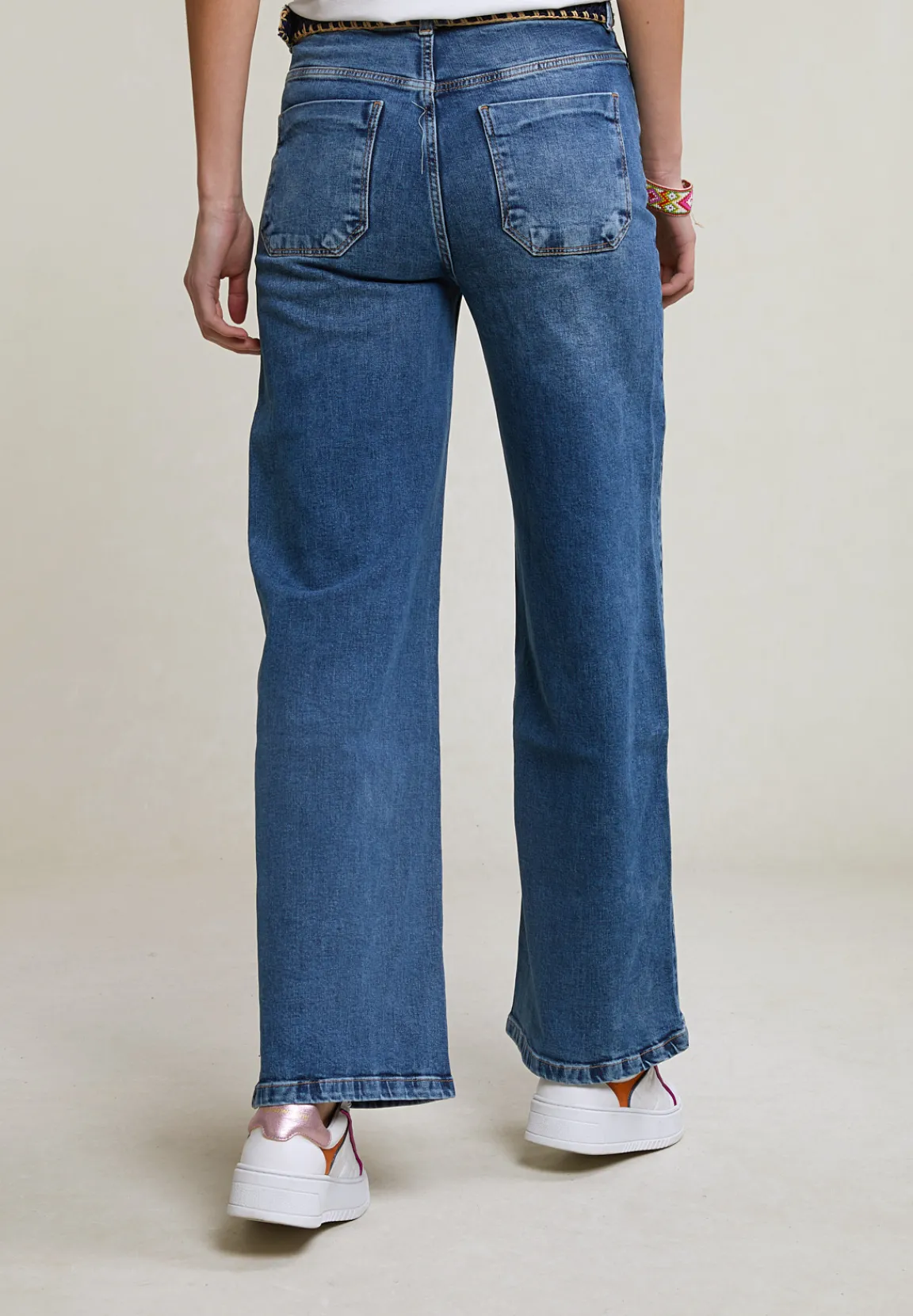 Hot River Woods Blauwe wijde stretch jeansbroek -