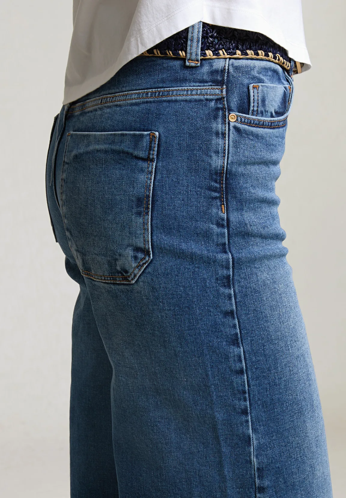 Hot River Woods Blauwe wijde stretch jeansbroek -