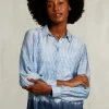 Outlet River Woods Blauwe/wit gestreepte tie-dye blouse -