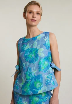 Online River Woods Blauw/groen gebloemde mouwloze top -