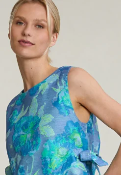 Online River Woods Blauw/groen gebloemde mouwloze top -