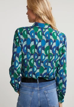 Best River Woods Blauw/groen geknoopte fantasie blouse -