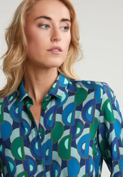 Best River Woods Blauw/groen geknoopte fantasie blouse -